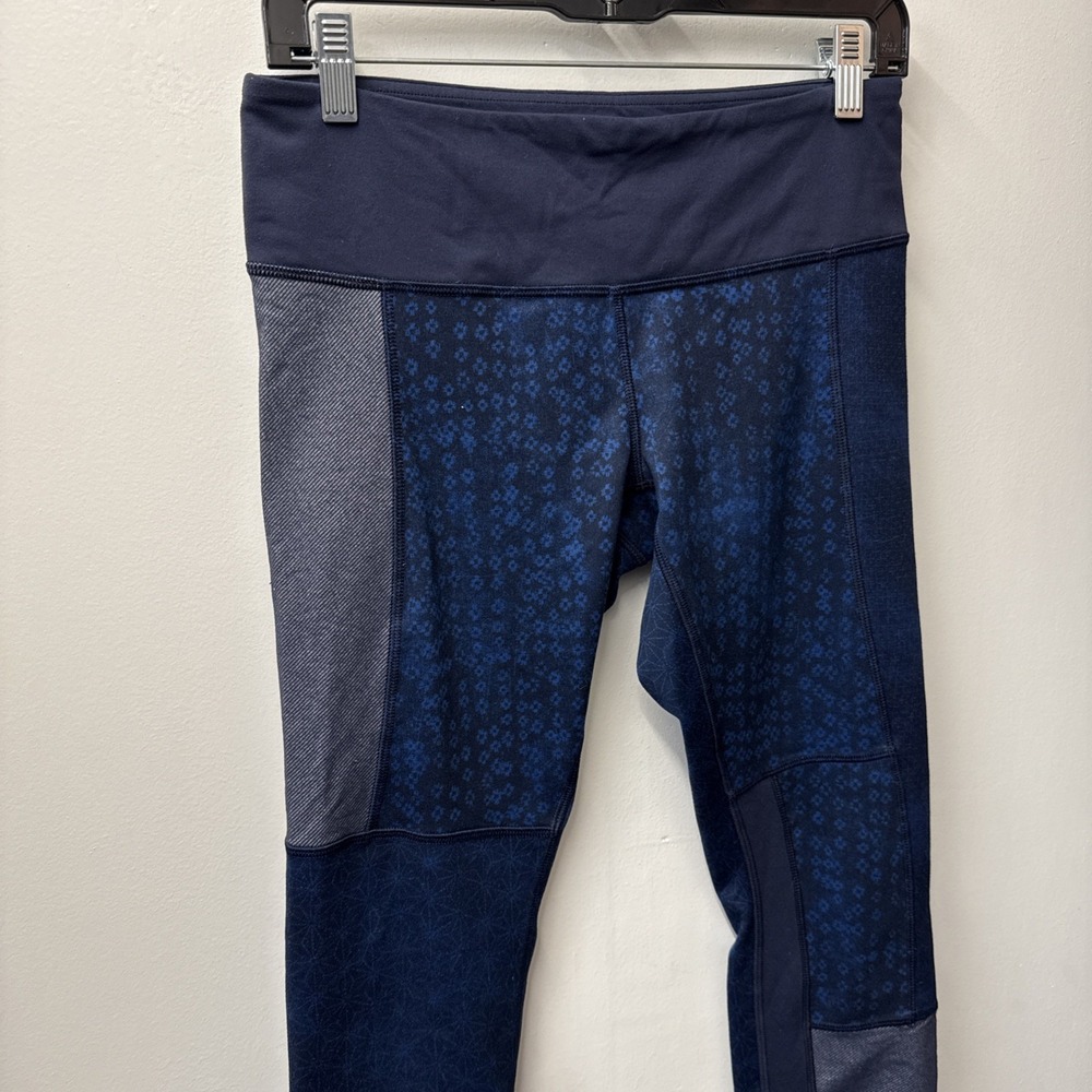 Lululemon Wunder Under Sz 8 Blue Sashiko Kanoko Twist Inkwell Patchwork Leggings - Picture 5 of 8